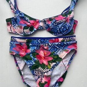 ON HOLD Jantzen Pink Blue Floral Bikini Set
